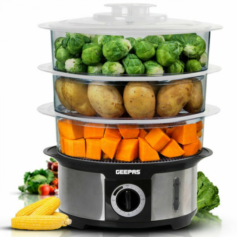 GEEPAS 1000W 3-Tier Electric Food Steamer 1000W GFS63025UK