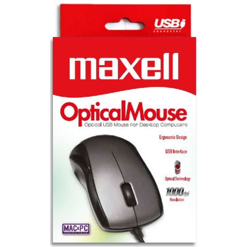 Maxell USB Optical Mouse MOWR-101 -SIL